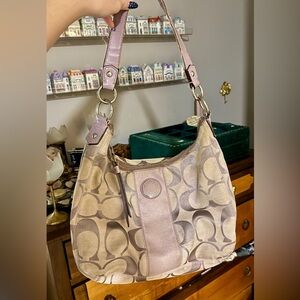 Coach Beige and Lavender Shoulder Bag